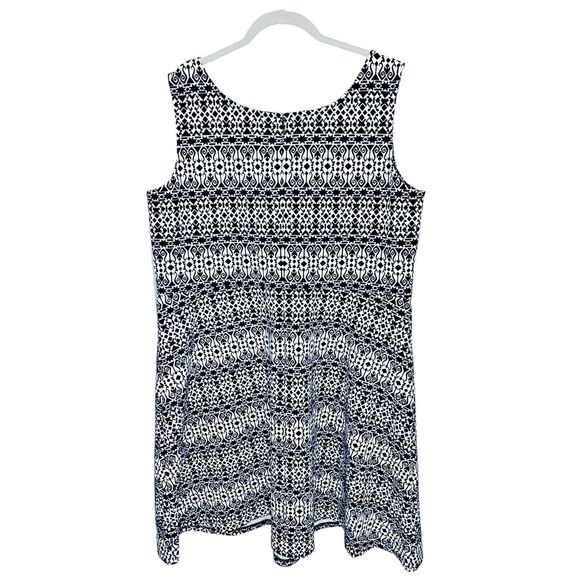 Talbots Sleeveless A-Line Geometric Print Dress Plus Sz 2X Navy Blue White NWOT - Picture 2 of 7